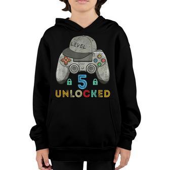 Level 5 Unlocked Video Gamer 5Th Birthday Gifts Boys Youth Hoodie - Thegiftio UK