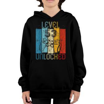 Level 53 Unlocked Funny Video Gamer 53Rd Birthday Gift Youth Hoodie - Thegiftio UK