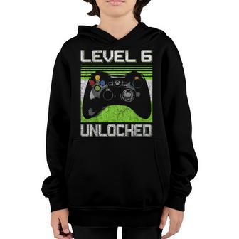 Level 6 Unlocked Video Gamer 6 Year Old 6Th Birthday Gift Youth Hoodie - Seseable