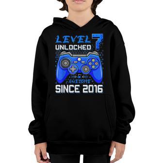 Level 7 Unlocked Awesome 2016 Video Game 7Th Birthday Boys V2 Youth Hoodie - Thegiftio UK