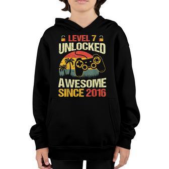 Level 7 Unlocked Awesome 2016 Video Game 7Th Birthday Boys V3 Youth Hoodie - Thegiftio UK