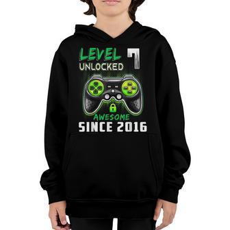 Level 7 Unlocked Awesome 2016 Video Game 7Th Birthday Boys V4 Youth Hoodie - Thegiftio UK