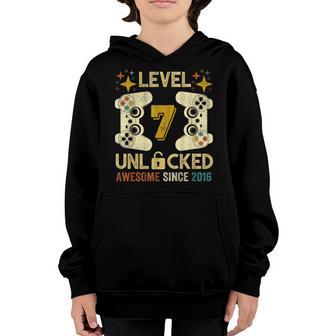 Level 7 Unlocked Awesome 2016 Video Game 7Th Birthday Boys Youth Hoodie - Thegiftio UK