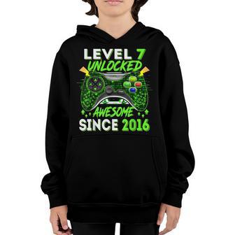 Level 7 Unlocked Awesome 2016 Video Game 7Th Birthday Gift Youth Hoodie - Thegiftio UK