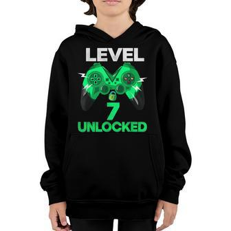 Level 7 Unlocked Birthday Boy 7 Year Old Video Game Gaming Youth Hoodie - Seseable