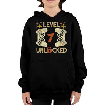 Level 7 Unlocked Video Gamer 7Th Birthday Gifts Youth Hoodie - Thegiftio UK
