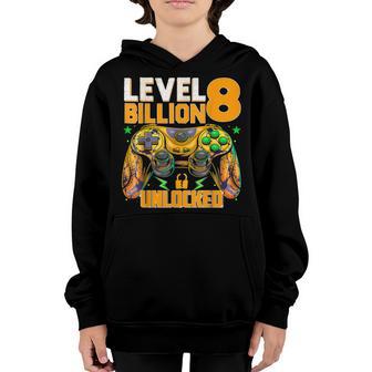 Level 8 Billion People Unlocked Celebrate Funny Video Gamer Youth Hoodie - Thegiftio UK