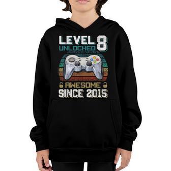 Level 8 Unlocked Awesome 2015 Video Game 8Th Birthday Boys V2 Youth Hoodie - Thegiftio UK
