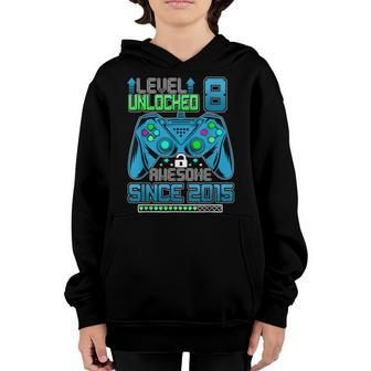 Level 8 Unlocked Awesome Since 2015 Video Game Birthday Youth Hoodie | Mazezy