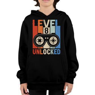 Level 8 Unlocked Funny Video Gamer 8Th Birthday Gift V2 Youth Hoodie - Thegiftio UK