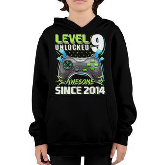 Level 9 Unlocked Awesome 2014 Video Game 9Th Birthday Boy V2 Youth Hoodie - Thegiftio UK