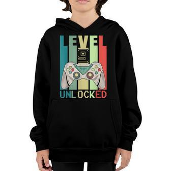 Level 9 Unlocked Video Game 9Th Birthday Boy Gift 9 Year Old Youth Hoodie - Seseable