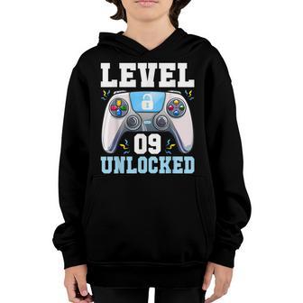 Level 9 Unlocked Video Game 9Th Birthday Gamer Boys Kids Youth Hoodie - Thegiftio UK