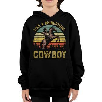 Like A Rhinestone Cowboy Vintage Western Rodeo Country Music Youth Hoodie - Seseable