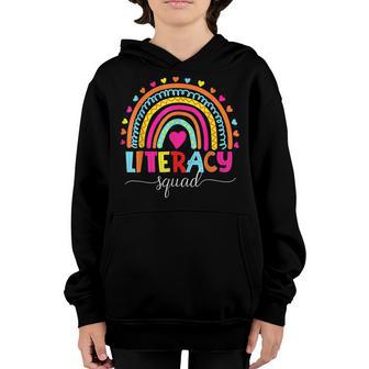 Literacy Squad Reading Teacher Rainbow Back To School V2 Youth Hoodie - Thegiftio UK