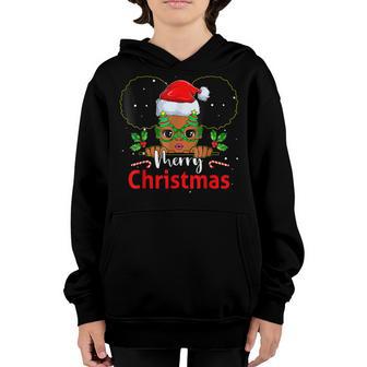 Little Melanin Girl Merry Christmas Santa Claus Hat Xmas Youth Hoodie - Thegiftio UK