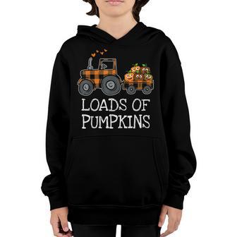 Loads Of Pumpkins Tractor Fall Pumpkin Truck Toddler Boys Youth Hoodie - Thegiftio UK