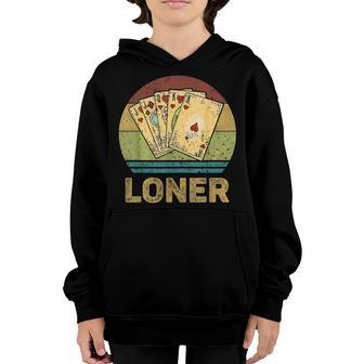 Loner Vintage Funny Euchre Card Game Youth Hoodie | Mazezy