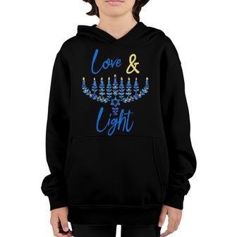 Love And Light Hanukkah Menorah Jewish Holiday Women Kids Youth Hoodie - Thegiftio UK