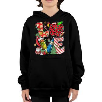 Love Apple Pencil Preschool Teacher Life Christmas Teacher Youth Hoodie - Thegiftio UK