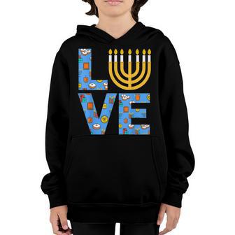 Love Hanukkah Menorah Jewish Pajama Funny For Men Women Kids V3 Youth Hoodie - Thegiftio UK