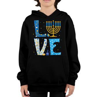 Love Hanukkah Menorah Jewish Pajama Funny For Men Women Kids V4 Youth Hoodie - Thegiftio UK