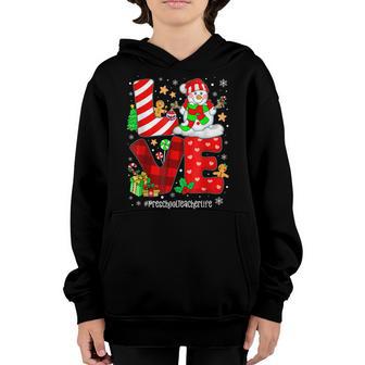 Love Preschool Teacher Life Snowman Christmas Teacher Xmas Youth Hoodie - Thegiftio UK