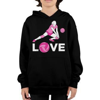 Love Volleyball Player Girl Game Lover Present Valentine Day Youth Hoodie - Seseable