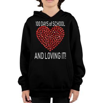 Loving 100 Days Of School Cute Heart Happy Gift Outfit Youth Hoodie - Thegiftio UK