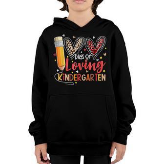 Loving 100 Days Of School Kindergarten Teacher Leopard Plaid Youth Hoodie - Thegiftio UK