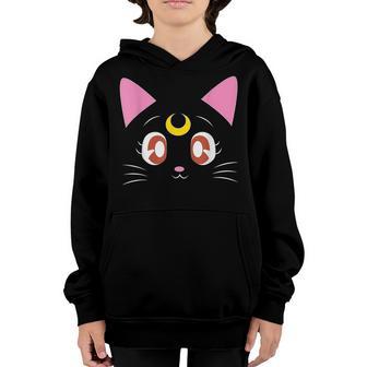 Luna Cat Cute Magic Moon Girl Black Cat Funny Design Youth Hoodie - Thegiftio UK
