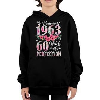 Made In 1963 Floral Vintage 60Th Birthday Gifts Girls Women Youth Hoodie - Thegiftio UK