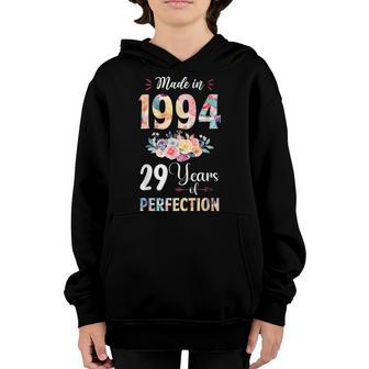 Made In 1994 Floral 29 Year Old 29Th Birthday Gift For Girls Youth Hoodie - Thegiftio UK