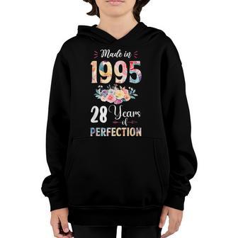 Made In 1995 Floral 28 Year Old 28Th Birthday Gift For Girls Youth Hoodie - Thegiftio UK