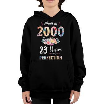 Made In 2000 Floral 23 Year Old 23Th Birthday Gift For Girls Youth Hoodie - Thegiftio UK