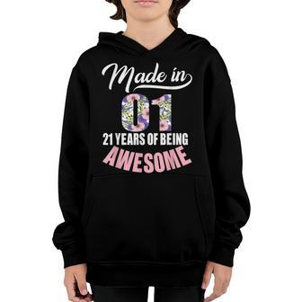 Made In 2001 21 Years Old Gift 21St Birthday Girls Nager Youth Hoodie - Thegiftio UK