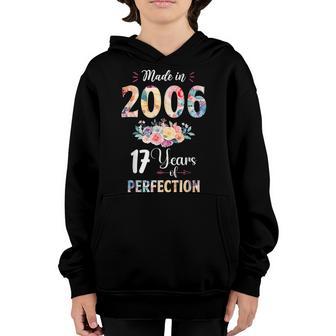 Made In 2006 Floral 17 Year Old 17Th Birthday Gift For Girls Youth Hoodie - Thegiftio UK