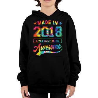 Made In 2018 Tie Dye 5 Year Old 5Th Birthday Girl Women Youth Hoodie - Thegiftio UK