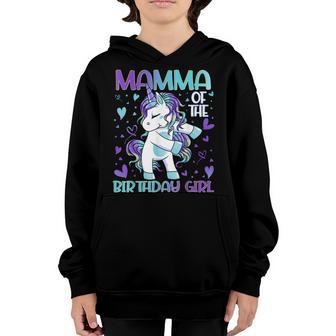 Mamma Of The Birthday Girl Flossing Unicorn Mom Mommy Gifts Youth Hoodie - Thegiftio UK