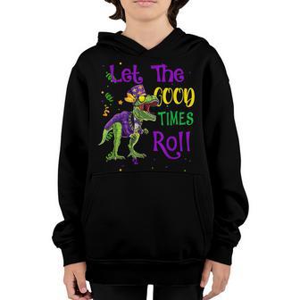 Mardi Gras Let The Good Times Roll Dinosaur Rex Kids Boy Men Youth Hoodie - Thegiftio UK