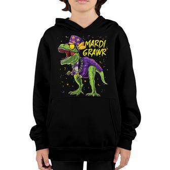 Mardi Grawr T-Rex Dinosaur Dino Mardi Gras Kids Boys Toddler Youth Hoodie - Thegiftio UK