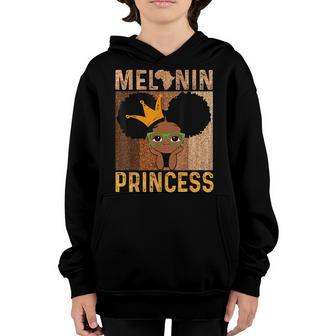 Melanin Princess African American Afro Puff Black Girls Youth Hoodie - Thegiftio UK