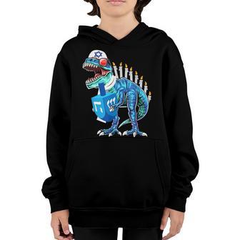 Menorasaurus Rex Dinosaur T Rex Hanukkah For Boys Kids Youth Hoodie - Thegiftio UK