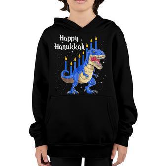 Menorasaurus Rex T Rex Dinosaur Hanukkah Boys Kids Youth Hoodie - Thegiftio UK