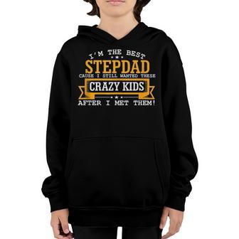 Mens Best Stepdad Wanted Crazy Kids Fathers Day Birthday Youth Hoodie - Seseable