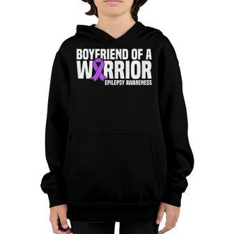 Mens Boyfriend Of A Warrior Purple Ribbon Epilepsy Awareness Youth Hoodie - Thegiftio UK