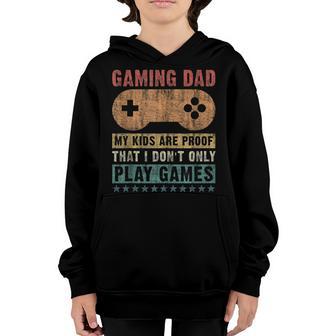 Mens Dad Kids Funny Father Saying Fathers Day Gaming Dad Youth Hoodie - Thegiftio