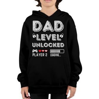 Mens Dad Level Unlocked 2023 Gamer Soon To Be Father Announcement Youth Hoodie - Thegiftio UK