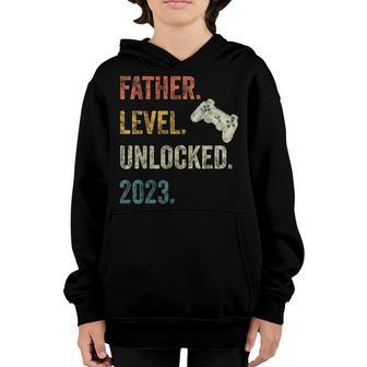 Mens Father Level Unlocked 2023 Gamer Pregnancy Soon To Be Dad Youth Hoodie - Thegiftio UK