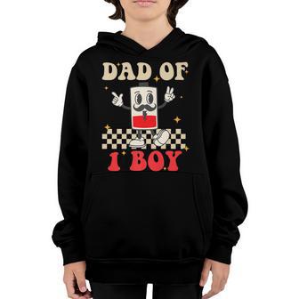 Mens Hippie Face Battery Dad Of 1 Boy Retro Groovy Fathers Day Youth Hoodie - Thegiftio UK